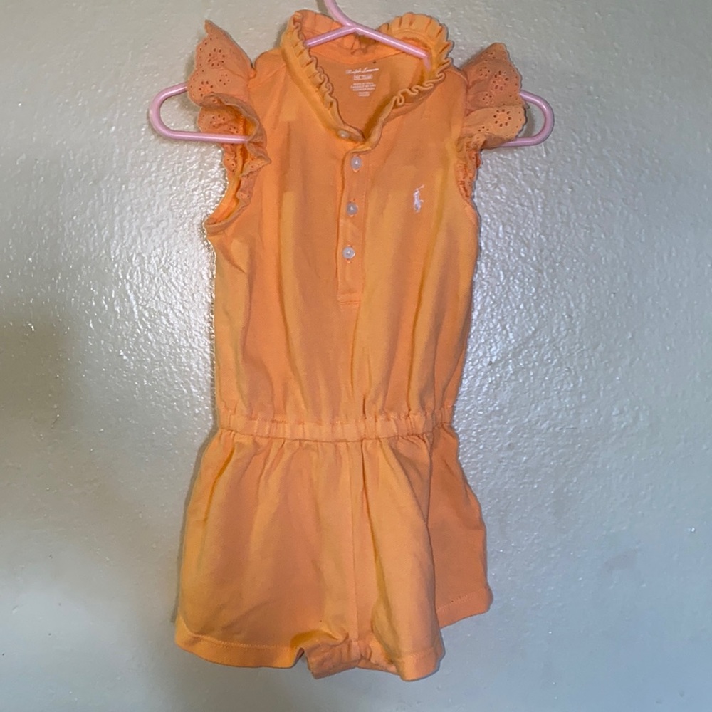 Baby girls Polo eyelet sleeve romper
